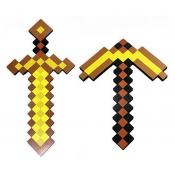 Оружие и инструменты Майнкрафт: Золотые кирка и меч. Купить недорого